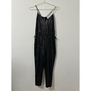 Free People Black Sequined Romper Jumpsuit Lined Women's Size XS Holiday Glam